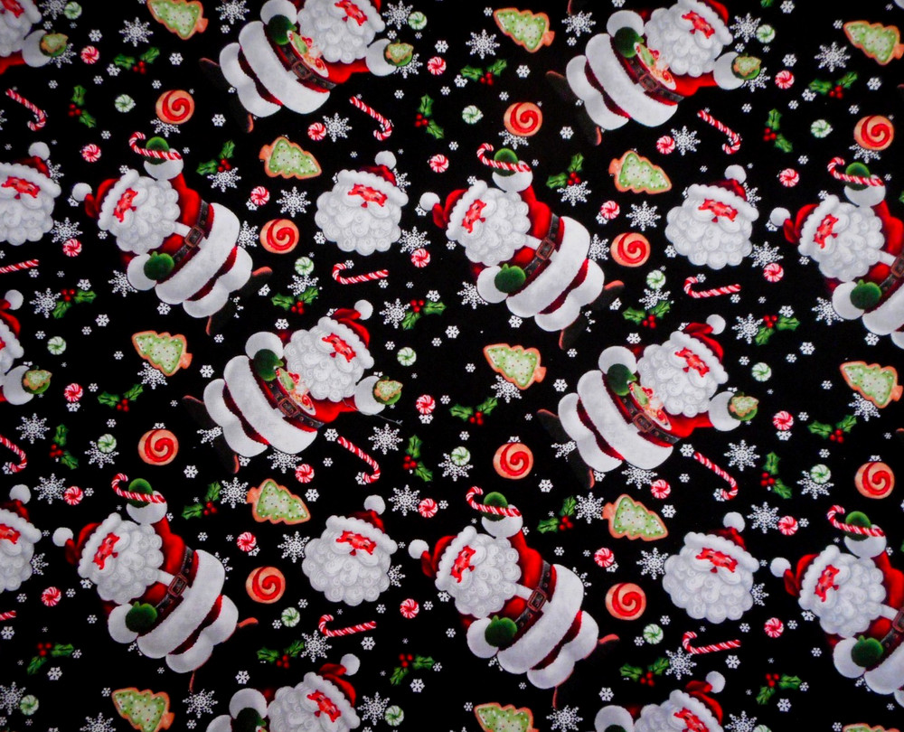 Robert Kaufman Fabric By The Yard Christmas Cookies for Santa Black Cotton B 30