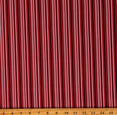 Cotton Urk Roman Striped Red Black White Stripes Fabric Print by Yard D144.17