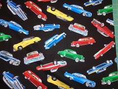 CLASSIC CARS IN MOTION 100% COTTON on Black by Timeless Treasures 1 Yard Piece