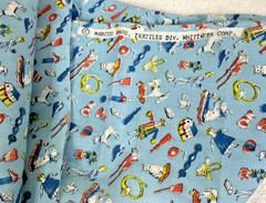 Marcus Brothers Fabric Piece Vintage Kids Print Toys Doll Ball Shovel 31″ x 24″