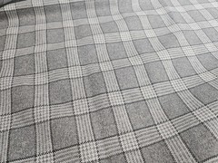 Gray Check Plaid Fabric 1 Yard 64 In Wide Synthetic Blend Material Sewing Crafts