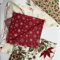 Estate Fabric Scrap Precut Quilt Blocks 4.5 And 6.5 Christmas
