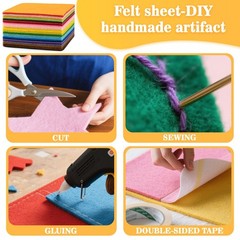 100PCS Colored Felt Sheets – 3.7 X 3.7 Inches & 1Mm Thick Non-Woven Fabric for D
