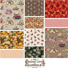 Secret Life Of Squirrels 3•Squirrel 10) Pc Fat Quarter Fabric Bundle•100%Cotton