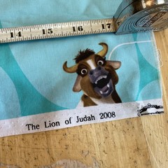 2 yards Lion of Judah 2008 Movie Esmay COW Allover Print Quilt Fabric, cartoon