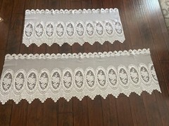 NEW White Lace Café Curtain Fabric 2 Panels