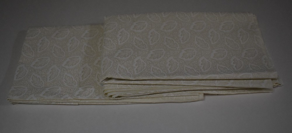 2 piece fabric lot CREAM LEAVES VINES low volume blender background calico 1 yd+