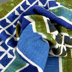 VTG 60s 5th Avenue Design Screen Printed Fabric Mid Century Modern 56 x 50 Blue