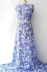 1 yard X 1.4meter China Blue White Flower Material Viscose Rayon Fabric For Robe