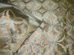 3 6/8 YDS 100% SILK CELTIC GEOMETRIC EMBROIDERY DRAPE UPHOLSTERY FABRIC FOR LESS