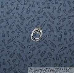 BonEful FABRIC FQ Cotton Quilt Navy Blue Dark Holiday Small Wine Glass Goblet US