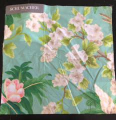 SCHUMACHER Seychelles in Sea 16 1/2 x 16 3/4″ Floral Cotton Fabric Sample