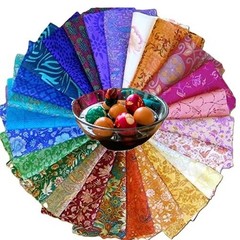 Easter Egg Dyeing Vintage Pure Silk Fabric Grab Bag Scraps Textile 8″x8″ Free sh
