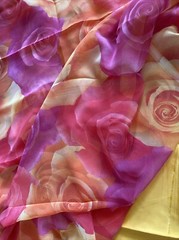 3.5mt Floral Organza Floral Fabric Orange Red Purple + Lining 58” Wide