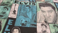 Vintage Teal/Grey Elvis Presley Cotton Fabric by Cranston V.I.P NEW 1 YD 32 IN