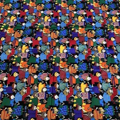 All Over Children School Kids Boys Girls Holding Hands Colorful Happy 1.8 Yards