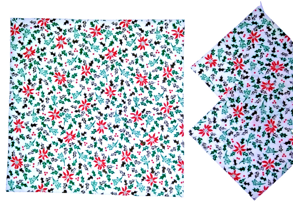 Vintage POINSETTIA Fabric Quilting Squares (23) 4.5″+ (6) 8.5″+ Small Scraps