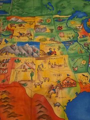 Fabric United States Map 1 Yard Green Colorful Unique