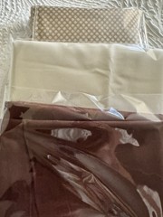 Brown & Cream Fabric Remnant Lot 3 Cuts Floral Quilting Cotton Craft Sewing