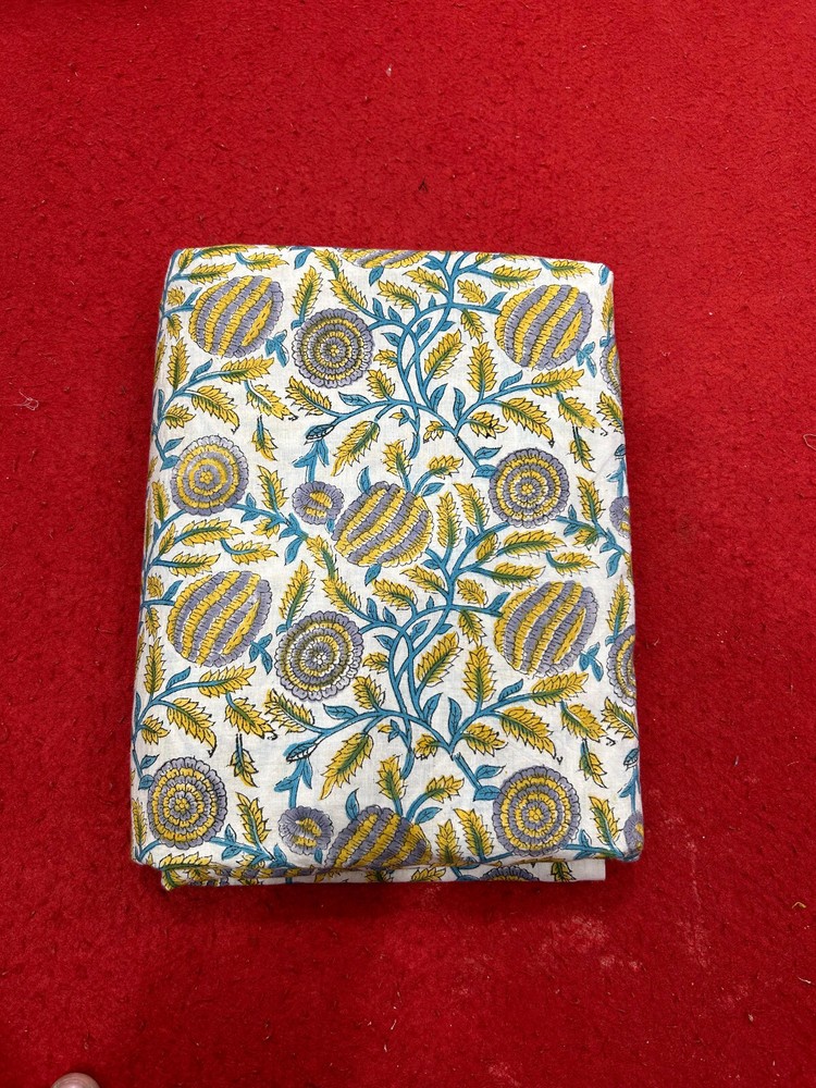Print_1216 New hand-Block 2.5 Yard Fabric Indian Handmade Fabric 100%Cotton