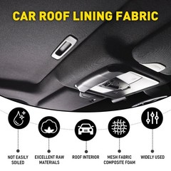 Flat Knit Headliner Flame Retardant Fabric Replace Car Roof Medium Black 60″×60”