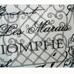 Richloom Dumas Remnant 1/3 Yard by 54″ Black Off-White French Words All Cotton
