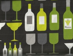 Cheers wine bottles gray lime drink kitchen Kaufman fabric