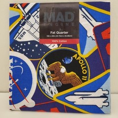 MAD ENGINE Fat Quarter Fabric 100% Cotton 18″×22″ Nasa APOLLO 11 Spaceship New