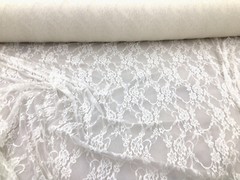 Stretch Lace Apparel Fabric Sheer Ivory Metallic Floral PP32