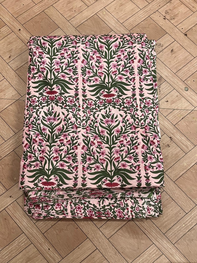 25 Yard Hand Block Print Handmade Cotton Indian Natural Sanganeri Printed Fabric