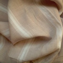 100% Ramie Linen Fabric Yarn Dyed White & Dobby Weave Stripe Khaki Ground BTY