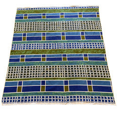 VTG 60s 5th Avenue Design Screen Printed Fabric Mid Century Modern 56 x 50 Blue