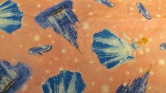 Disney Cinderella Pink Fabric Princess Castel Glass Slipper 2009 1yd x 44 Cotton