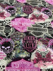 Harley Davidson Pink Emblem Cotton Fabric by the 1/2 Yard, 57-58″ Width