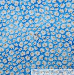 BonEful Fabric FQ Cotton Quilt Blue White Yellow Flower Small Little Daisy Print