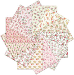 Whaline 12Pcs Spring Cotton Fabric Bundles 18 X 22 Inch Floral Quilting Fabric P