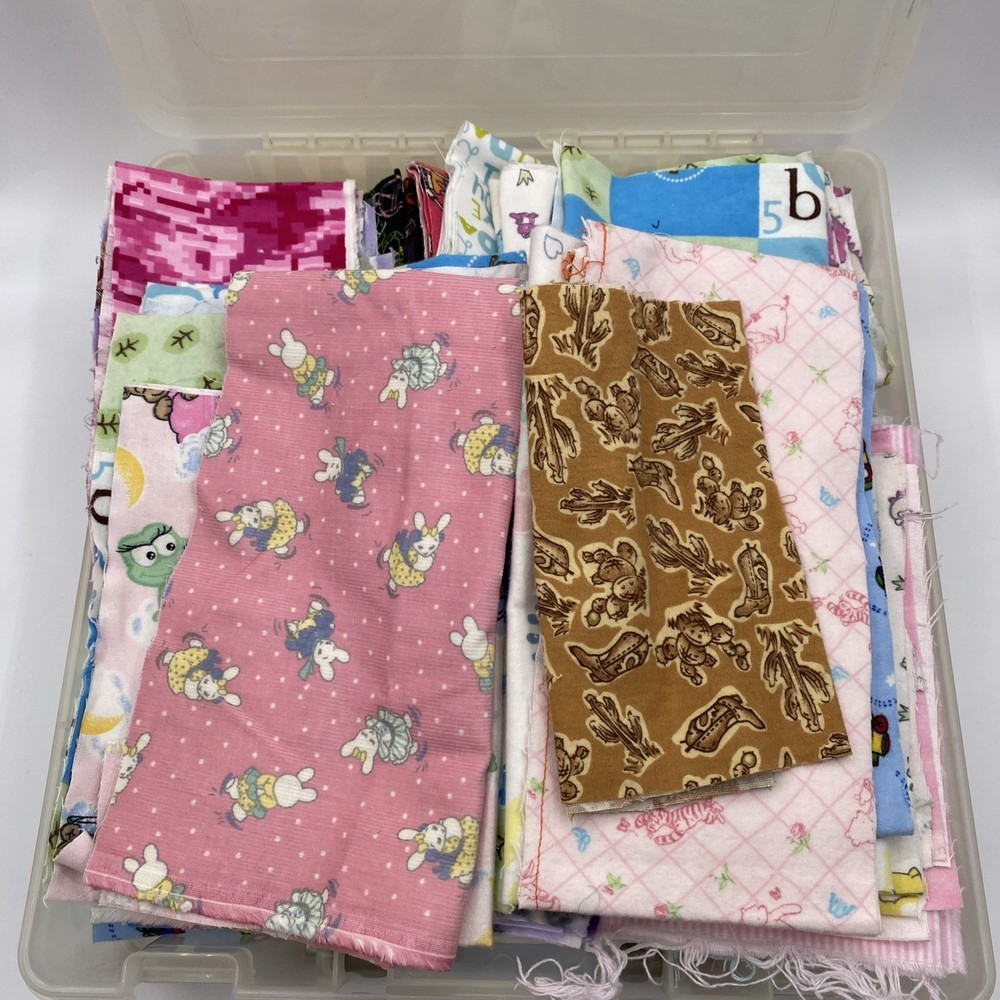Lot Of Fleece,flannel,corduroy Baby Kid Fabric With Container quilt Craft