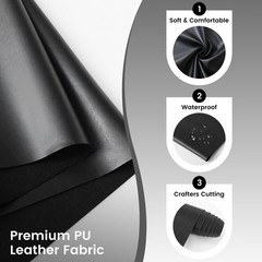 KUUP Soft PU Faux Leather Fabric, 54″ x 36″ (1 Yards), Waterproof Vegan Synth…