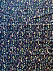 FABRIC TRADITION 2018~Xmas Trees Many Lands~BLACK BKGRND~Gold Glitter~POTTED~