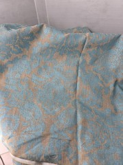 Chris Stone California Fabric Aqua Blue Damask 3 Yds Linen Look Vintage 2005