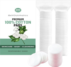 [230Gsm] Cotton Rounds 200 Count – 100% Pure Cotton Pads for Face, Makeup Remove