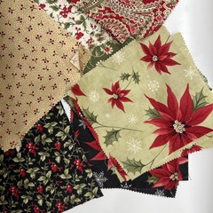 Estate Fabric Scrap Precut Quilt Blocks 4.5 And 6.5 Christmas