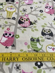 Lot Sit’n A Tree Fruit Punch Owls Cotton Fabric 1 Yard+13” X 54” Wide