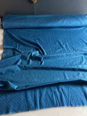 Japanese Cotton Fabric Deep Petrol Blue Textured Cross Pattern 42″W -By The Yard