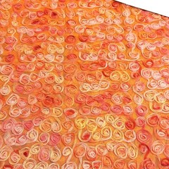Gradient Pink Orange 3D Rose Flower Mesh Fabric Tulle Material Remnant READ