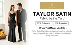 Taylor Satin Fabric by the Yard 2-Way Stretch Poly Spandex Woven Dress Costume