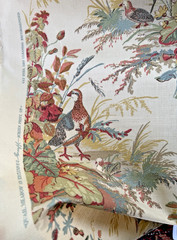 3 YDS Schumacher Quail Meadow Autumn Fabric – Bird & Floral Upholstery Drapery
