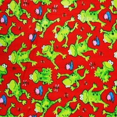 Frogs Red Childrens Kids Fleece Fabric – 60″ Wide – Sold by The Yard & Bolt