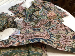 Vintage Upholstery Fabric Remnants Cut Pieces Multicolor Floral Crafts 2.3 Lbs.