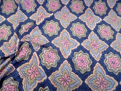 Discount Fabric Printed Spandex 4 way Stretch Slate Blue Pink Taupe Floral A202
